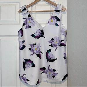 Banana Republic Floral Sleeveless V-Neck Blouse